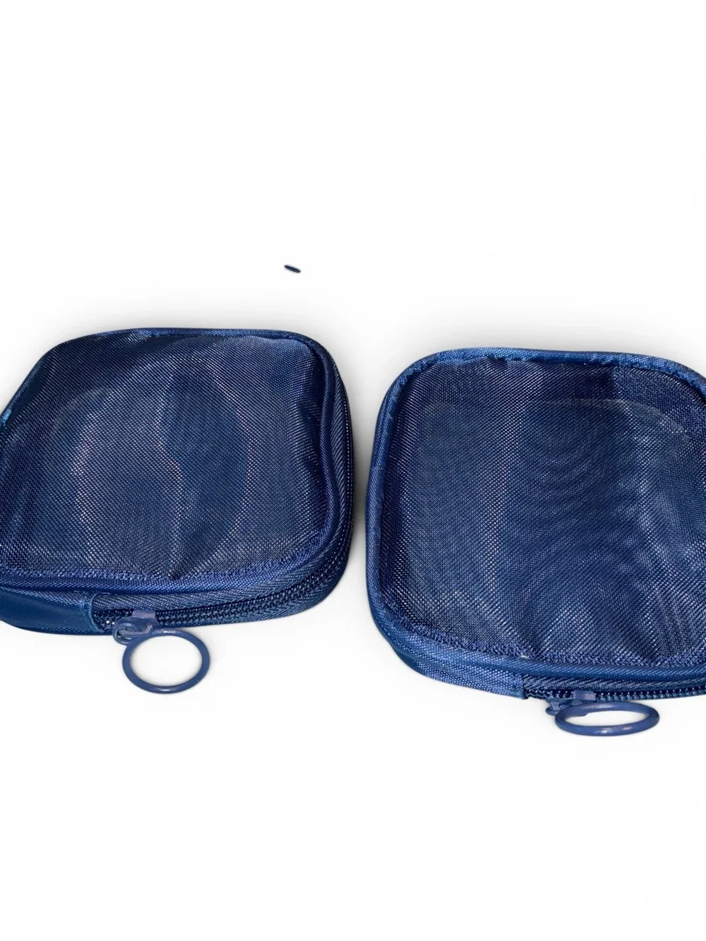 Navy Blue 4-piece mesh travel organizer pouch and makeup bag set